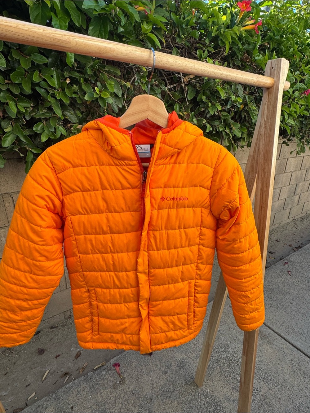 Columbia Bright Orange Quilted Hooded Jacket